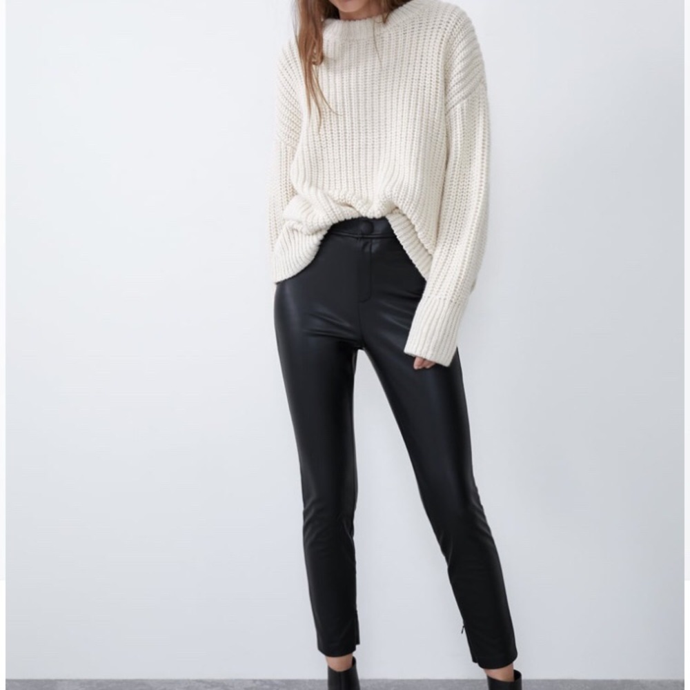 Zara High Waisted Leather Leggings